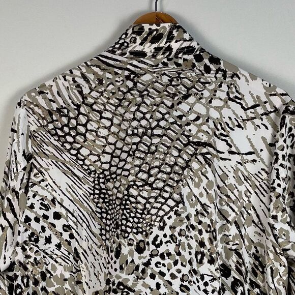 Chico's Zenergy Animal Print 3/4 Sleeve Unlined Polyester Zip Jacket Sz 2/Large - Picture 8 of 12